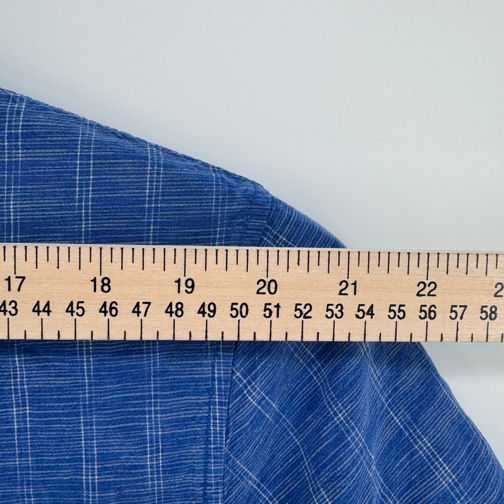 Tommy Bahama Mens XL Blue Silk Windowpane Check Short Sleeve Button Up Shirt - Picture 5 of 12